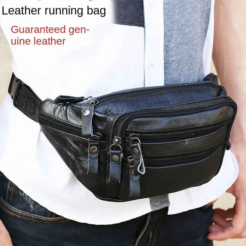 Leather Waist Bag Multifunction Hip Bum Pouch for Travel