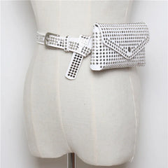 Rivet Punk Waist Bag Women Belt Pack Mini Bag Vintage Pu Leather Hip Pocket