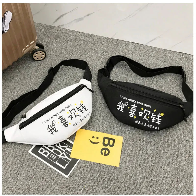 Women's Fanny Pack 3-Zipper Waist Bag Hip-hop Men Chest Bag Travel Sling Pocket