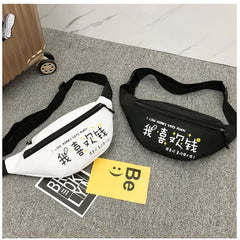Women's Fanny Pack 3-Zipper Waist Bag Hip-hop Men Chest Bag Travel Sling Pocket