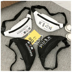 Women's Fanny Pack 3-Zipper Waist Bag Hip-hop Men Chest Bag Travel Sling Pocket