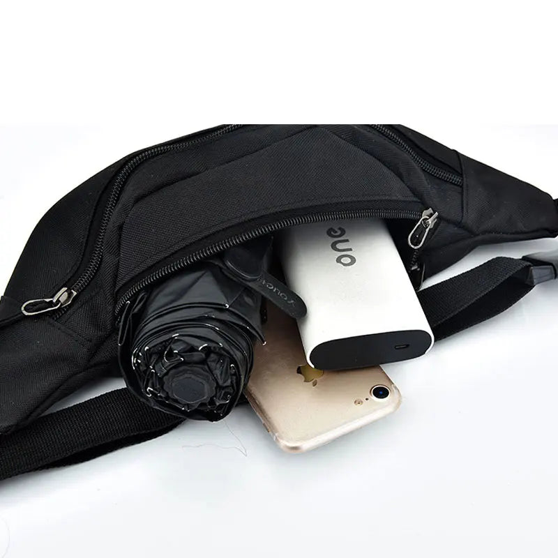 Women's Fanny Pack 3-Zipper Waist Bag Hip-hop Men Chest Bag Travel Sling Pocket