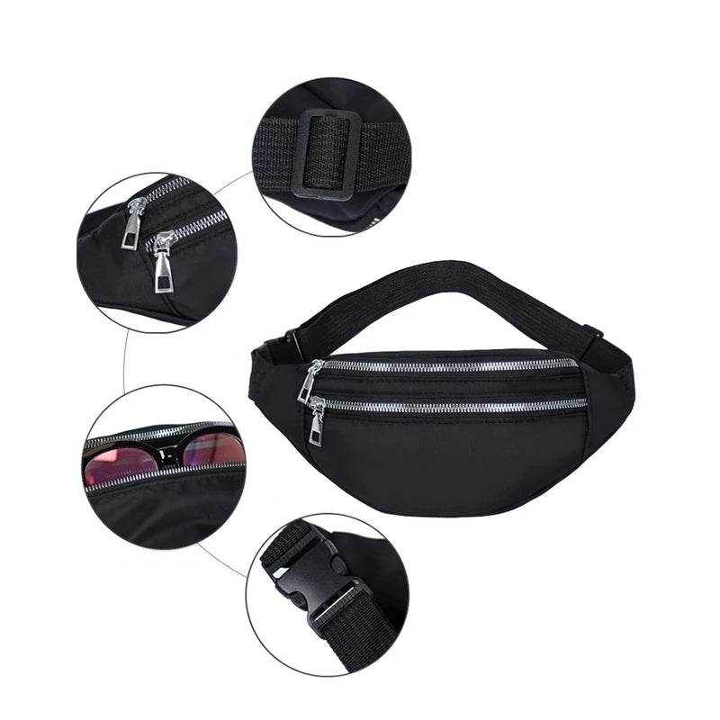 Nylon Waist Bags Casual Chest Bags Unisex Hip Bum Bag