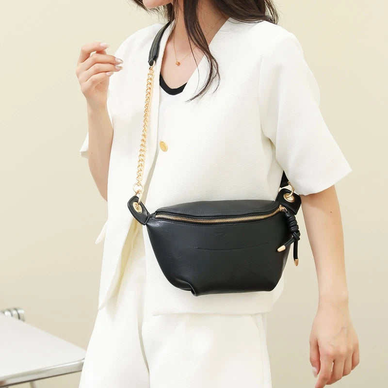 Women's Shoulder Bag Crossbody Fanny Pack Waist Purse with Chain Strap