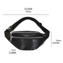 PU Leather Fanny Pack Waist Bag Zipper Pockets Adjustable Belt for Travel