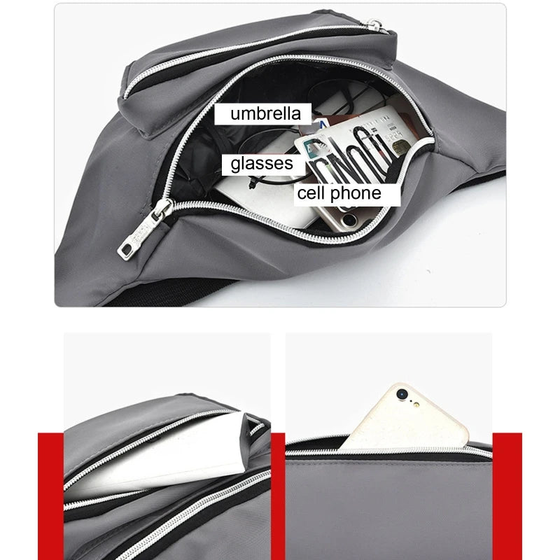 Nylon Waist Bag Travel Sling Bags Running Zipper Phone Pouch