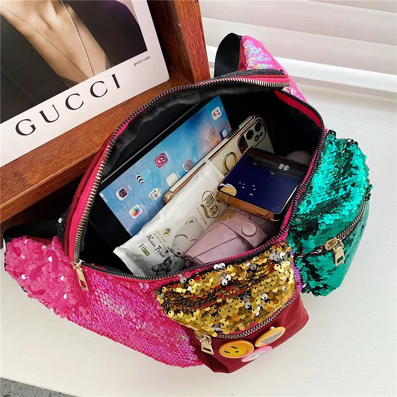 Sequins Waist Belt Bag Crossbody Chest pack Girl Shoulder Waist Bag