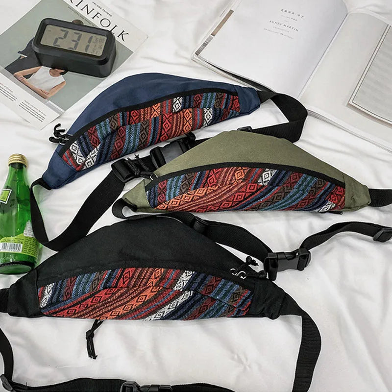 Canvas Crossbody Chest pack Handbag Hip hop Phone pack Shoulder Waist Bag