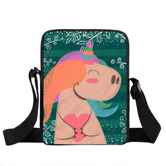 Colorful Unicorn Messenger Bag Girls Bookbag Boys School Bags Kids Handbag