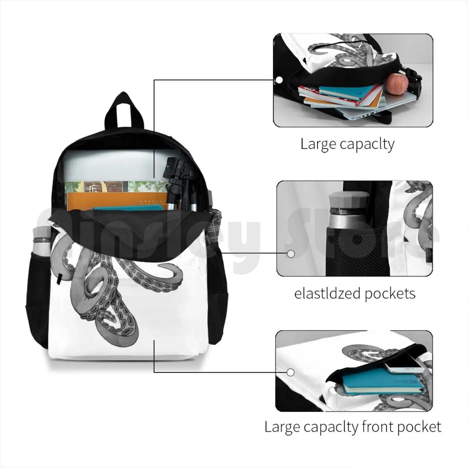Fantasy Octopus Hiking Backpack Waterproof Camping Travel
