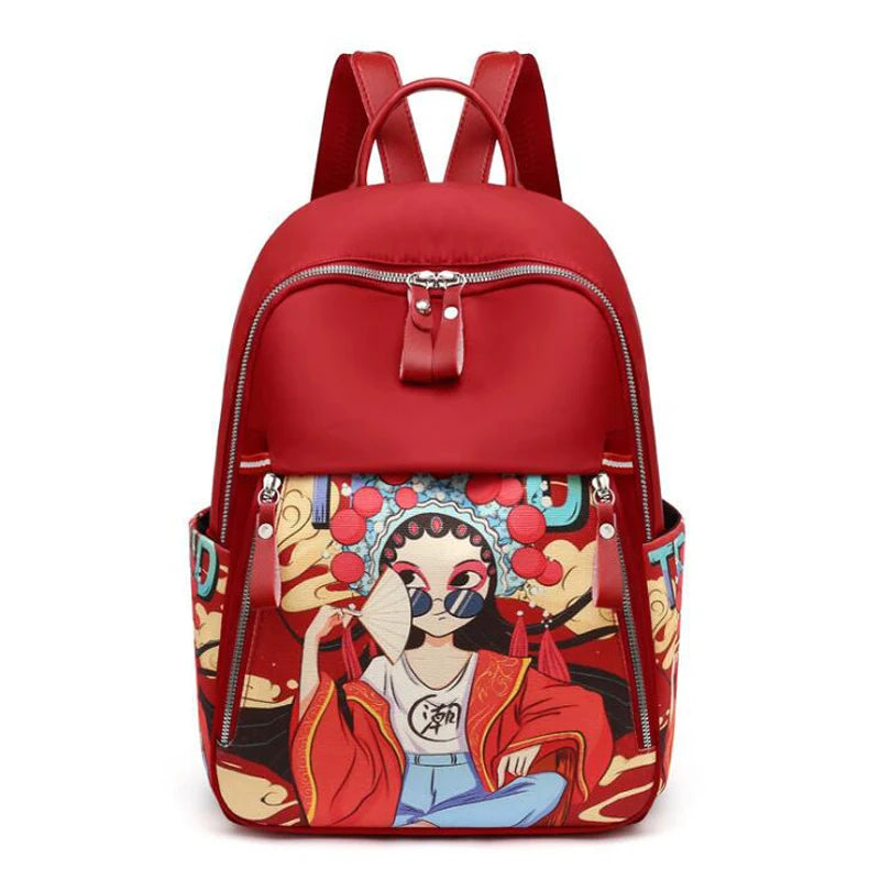Printed Backpack Waterproof Oxford Travel Large Capacity Bag