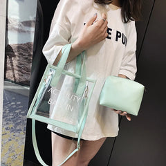 2 In 1 Women's Transparent Sling Bag Handbag