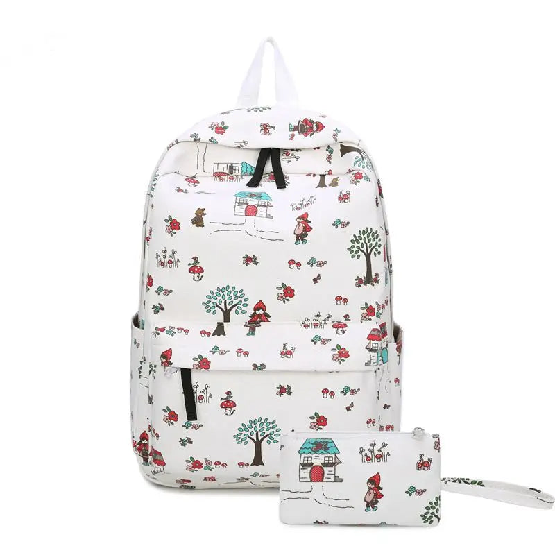 Canvas School Backpack Women Teen Girls Travel Bag Mochilas