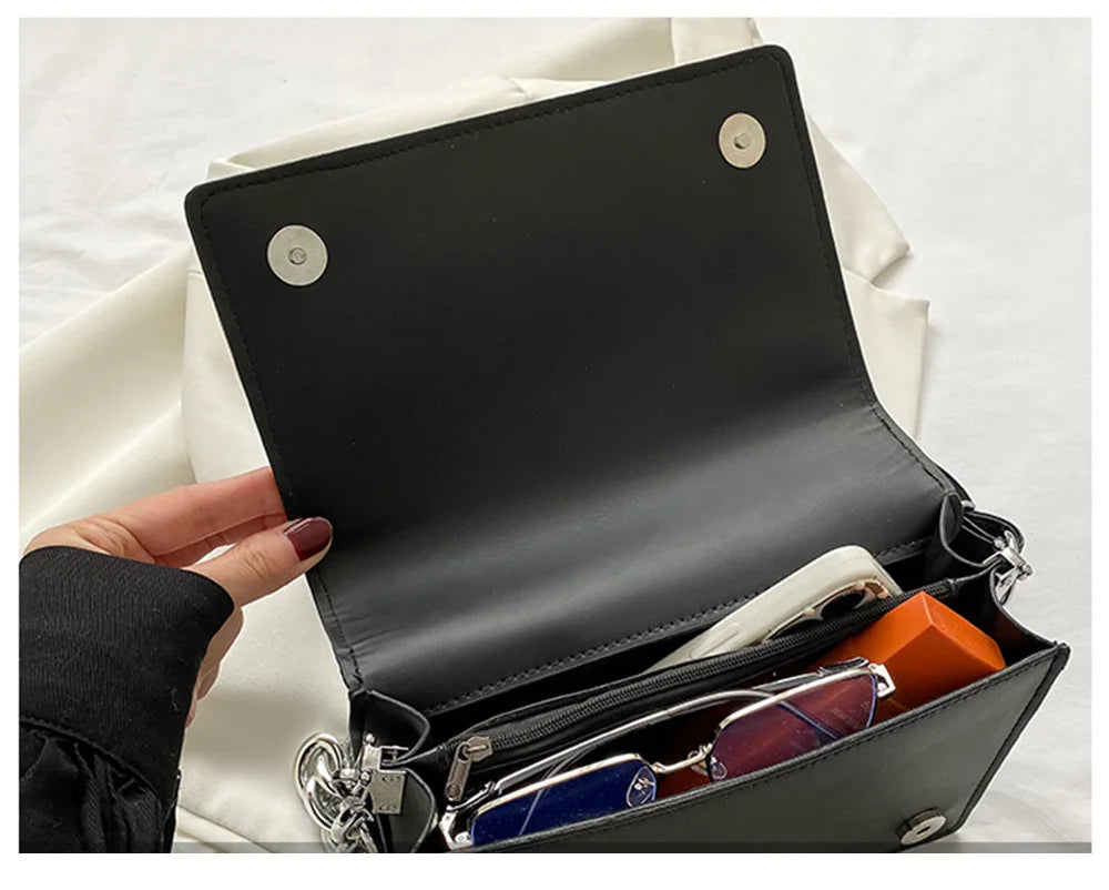 Striped Shoulder Handbags Female Cross Body Bag Small PU Leather Crossbody Bags