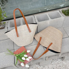 Women's Straw Tote Beach Handbag Portable Shoulder Bag