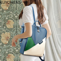 Leather Rucksack Women's Backpack School Book Bag for Teen Girls