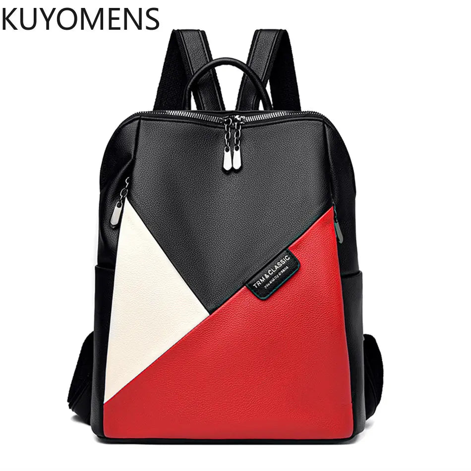 Leather Rucksack Women's Backpack School Book Bag for Teen Girls
