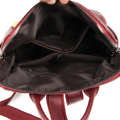 Leather Rucksack Women's Backpack School Book Bag for Teen Girls