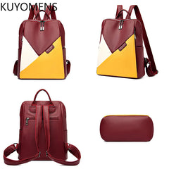 Leather Rucksack Women's Backpack School Book Bag for Teen Girls