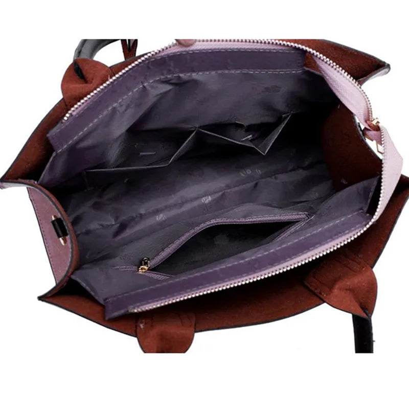 3PCS Women's Bag Set PU Leather Solid Handbag Ladies Messenger Bag