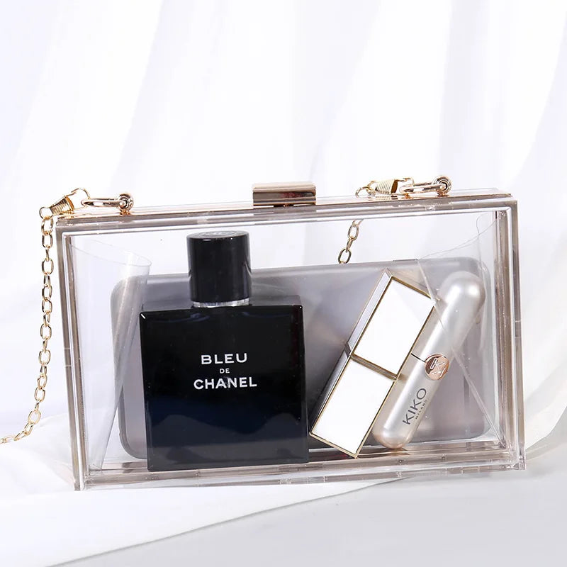 Acrylic Transparent Clutch Chain Shoulder Bag Wedding Party Evening Handbag