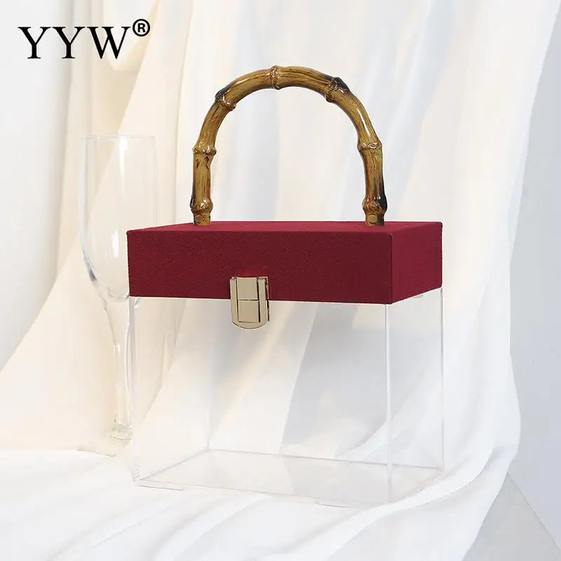 Clear PVC Crossbody Bags Transparent Handbags Top Handle Box Purses