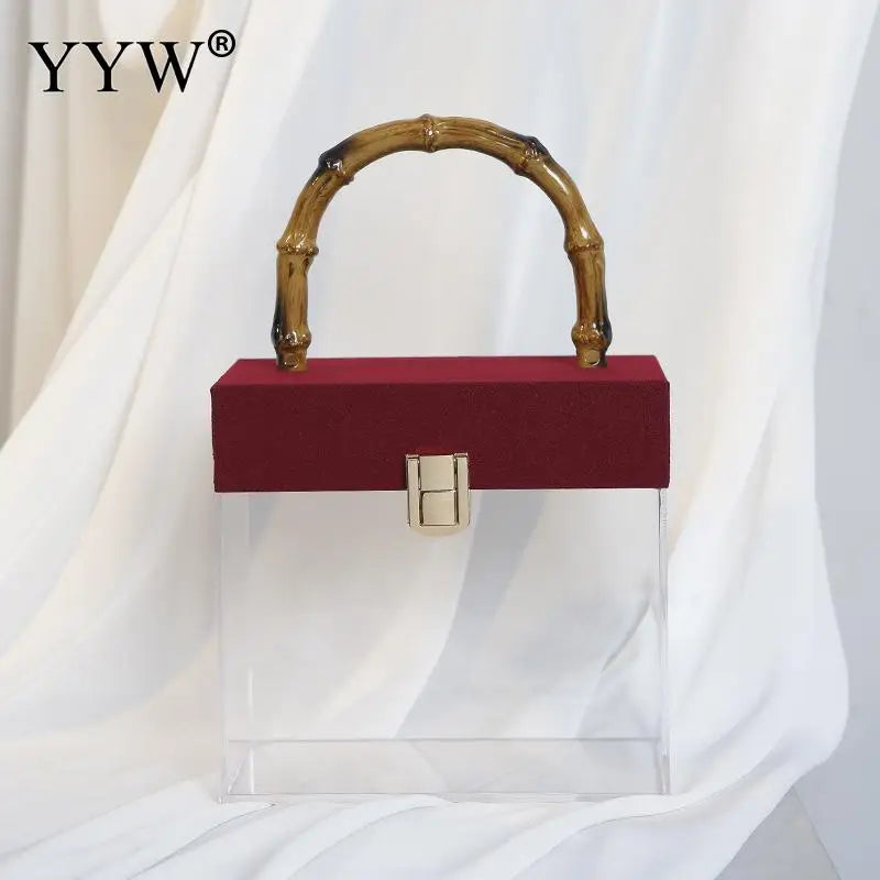 Clear PVC Crossbody Bags Transparent Handbags Top Handle Box Purses