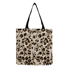 Leopard Print Tote Bag for Women, Large Capacity Linen Fabric Foldable Bag