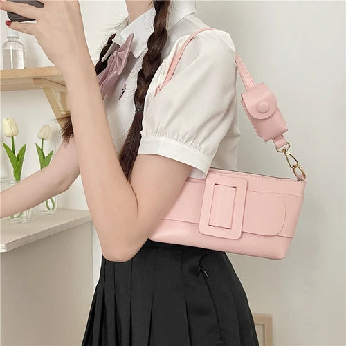 Small Shoulder Bag Square Crossbody Bags PU Leather Handbag with Purse