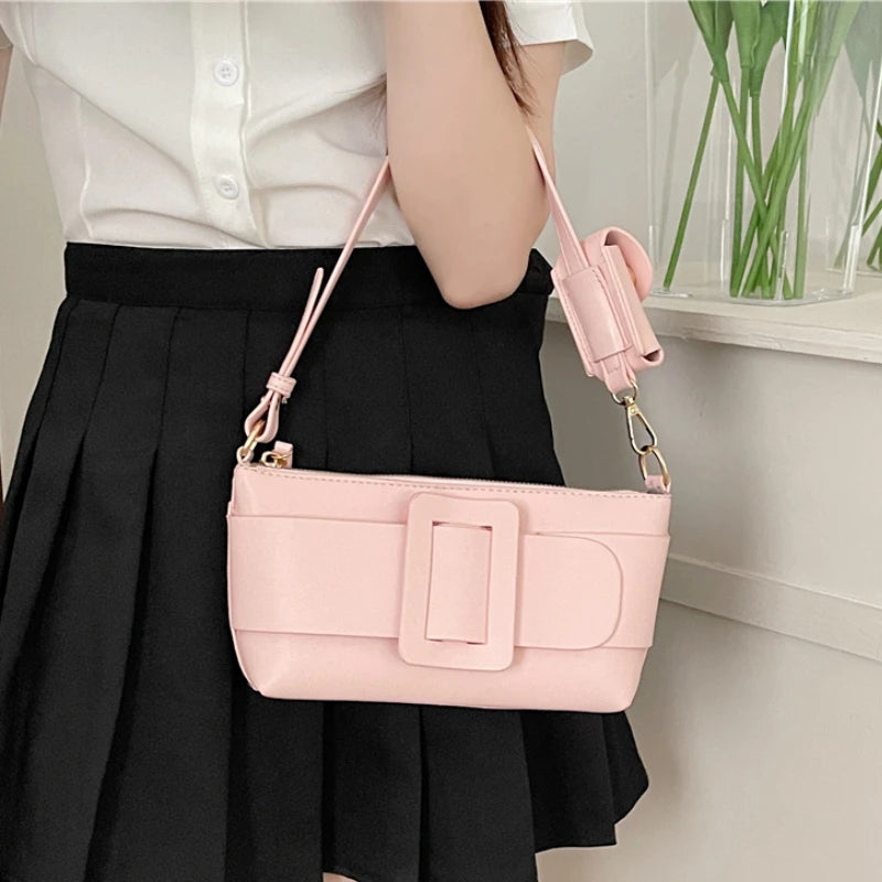 Small Shoulder Bag Square Crossbody Bags PU Leather Handbag with Purse
