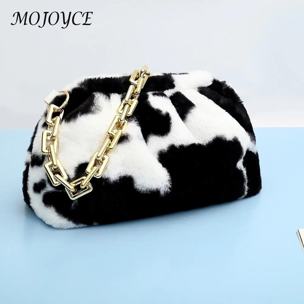 Retro Women Plush Street Chain Shoulder Bag Totes