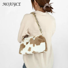 Retro Women Plush Street Chain Shoulder Bag Totes