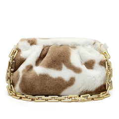 Retro Women Plush Street Chain Shoulder Bag Totes