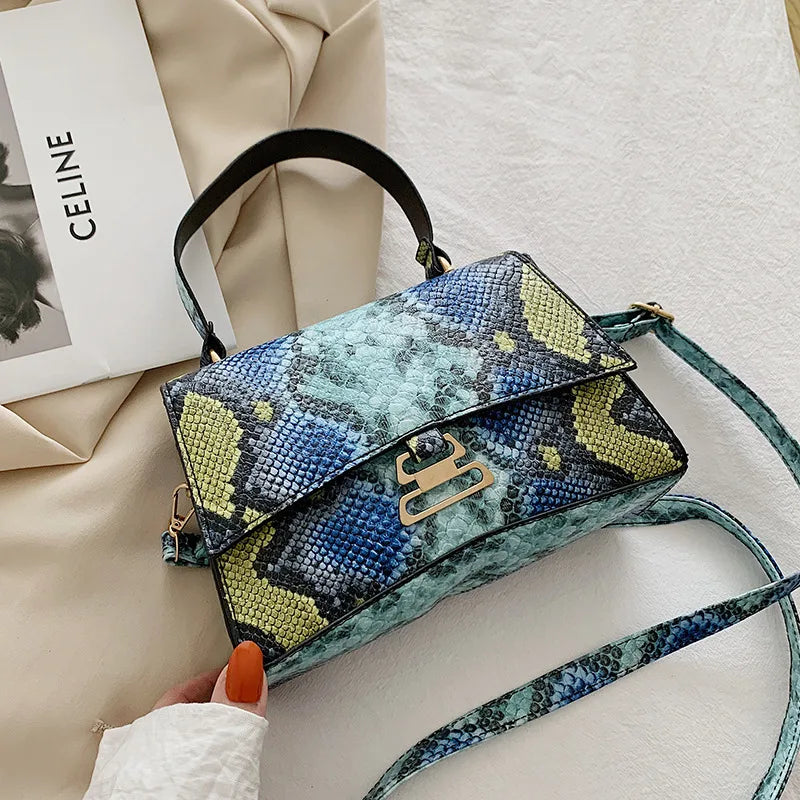 Animal Snake Printed Crossbody Handbag Totes Women Casual PU Leather
