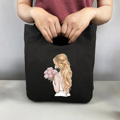 Anime Girl Lunch Pouch Canvas Thermal Box Insulated Picnic Bag