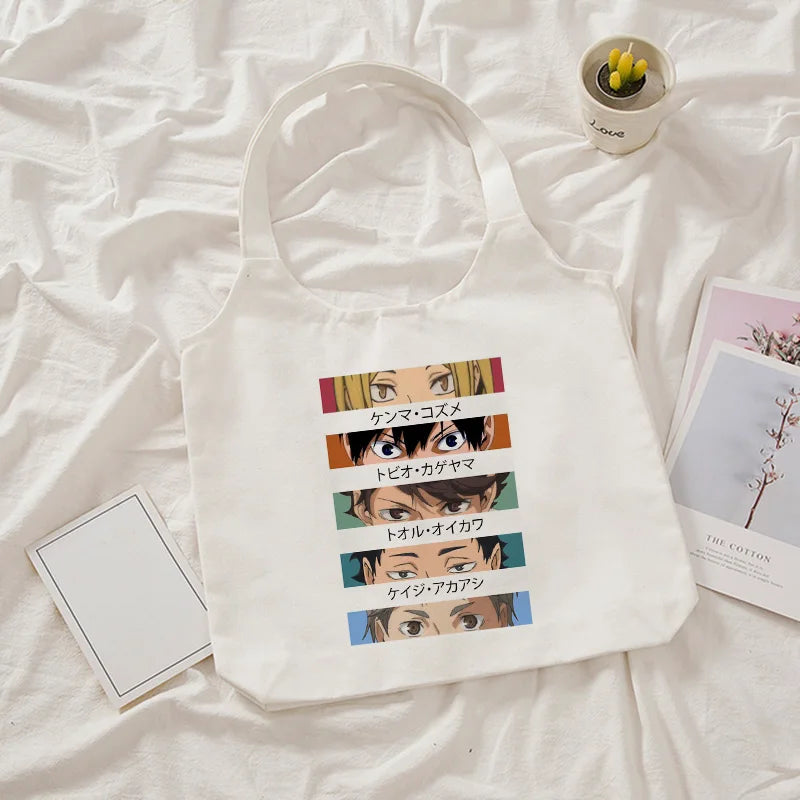 Haikyuu Anime Eco Canvas Tote Bag Harajuku Shopper Women Shoulder Large