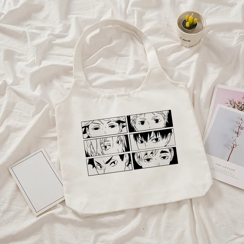 Haikyuu Anime Eco Canvas Tote Bag Harajuku Shopper Women Shoulder Large