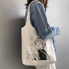 Haikyuu Anime Eco Canvas Tote Bag Harajuku Shopper Women Shoulder Large
