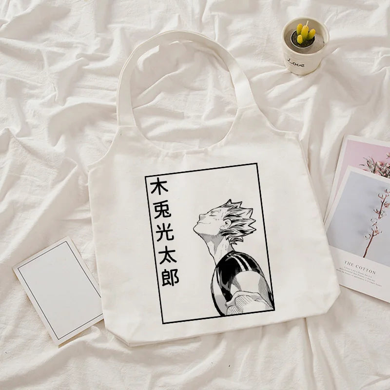 Haikyuu Anime Eco Canvas Tote Bag Harajuku Shopper Women Shoulder Large