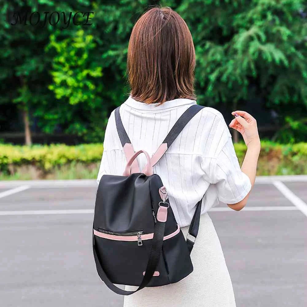 Anti-Theft Large Backpack Bag Women Oxford Cloth Contrast Girl