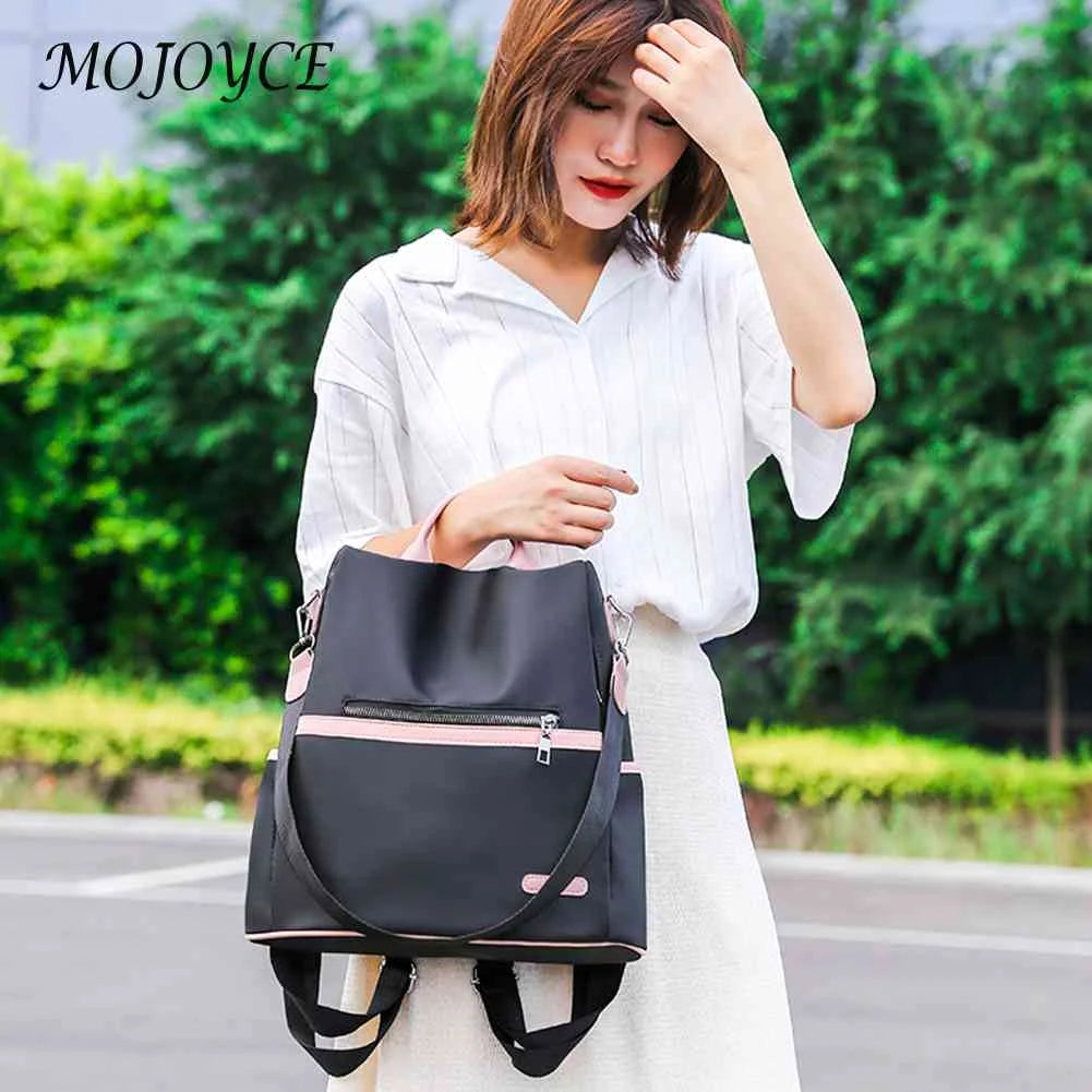 Anti-Theft Large Backpack Bag Women Oxford Cloth Contrast Girl