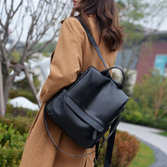 Women's Soft Leather Anti-theft Backpack - Multi-function Shopping Bag