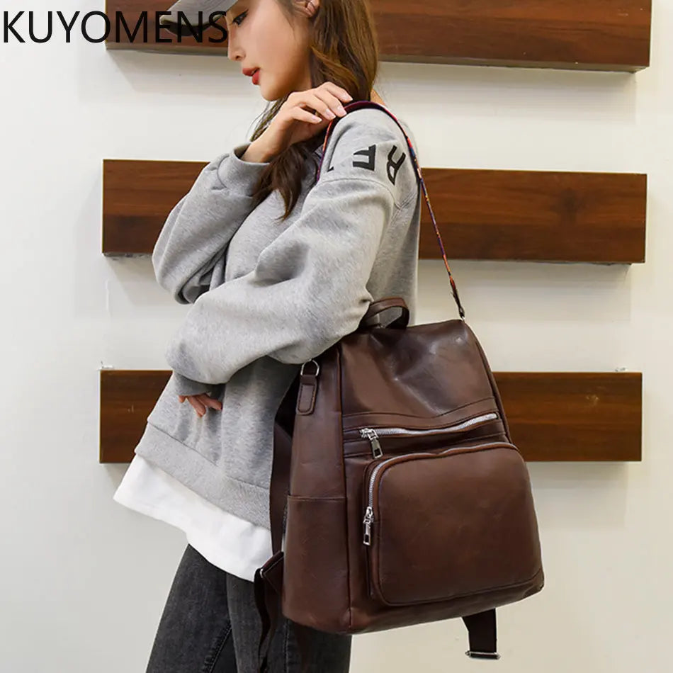 Anti-theft Women Backpacks Purses High Leather Female Rucksack Ladies Large Capa