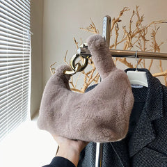 Plush Handbags Western Style Shoulder Bags Chain Texture Underarm Bag