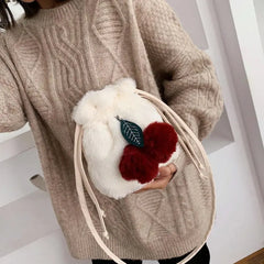 Plush Fur Women Shoulder Bag Crossbody with Fur Ball Tote