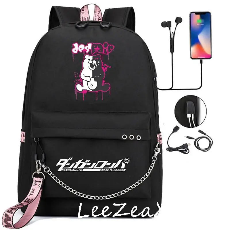 Danganronpa Monokuma Backpack Kids Boys Girls School Bag Travel Laptop Daypack