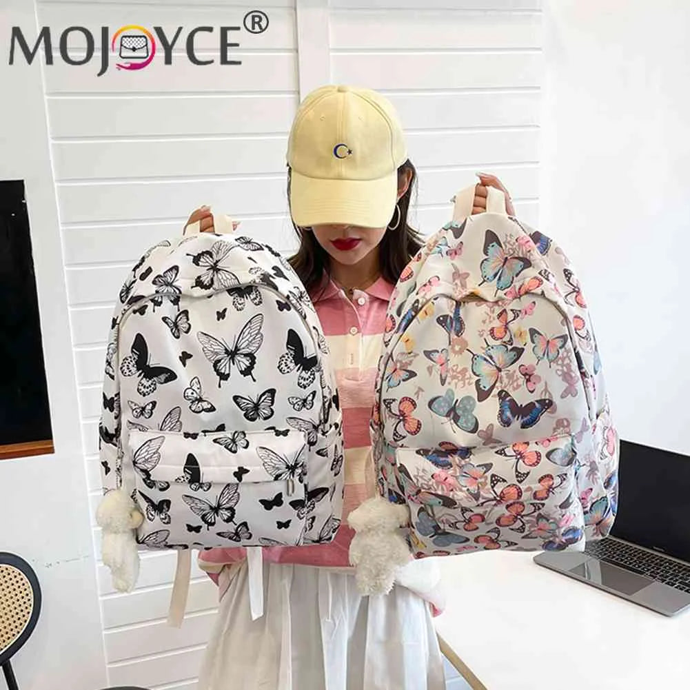 Butterfly Print Laptop Rucksack Shoulder Bag for Travel