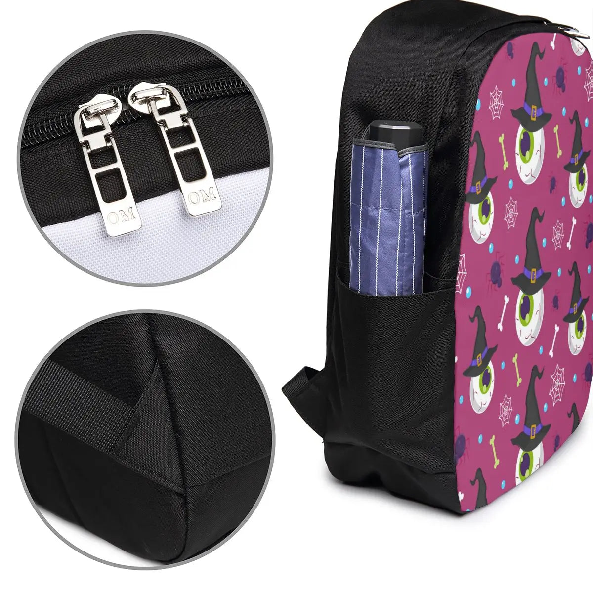 Halloween Eyeball Student School Bag USB Charge Laptop Back Pack