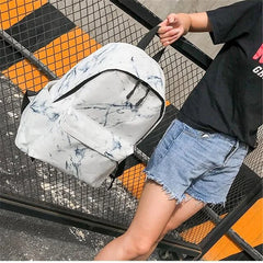 Canvas Backpack Small Fresh Teen Girl Bag Casual Marble Backpacks Ladies
