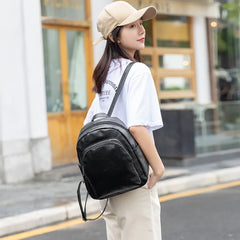 Leather Laptop Backpack for Women College Student Book School Bags